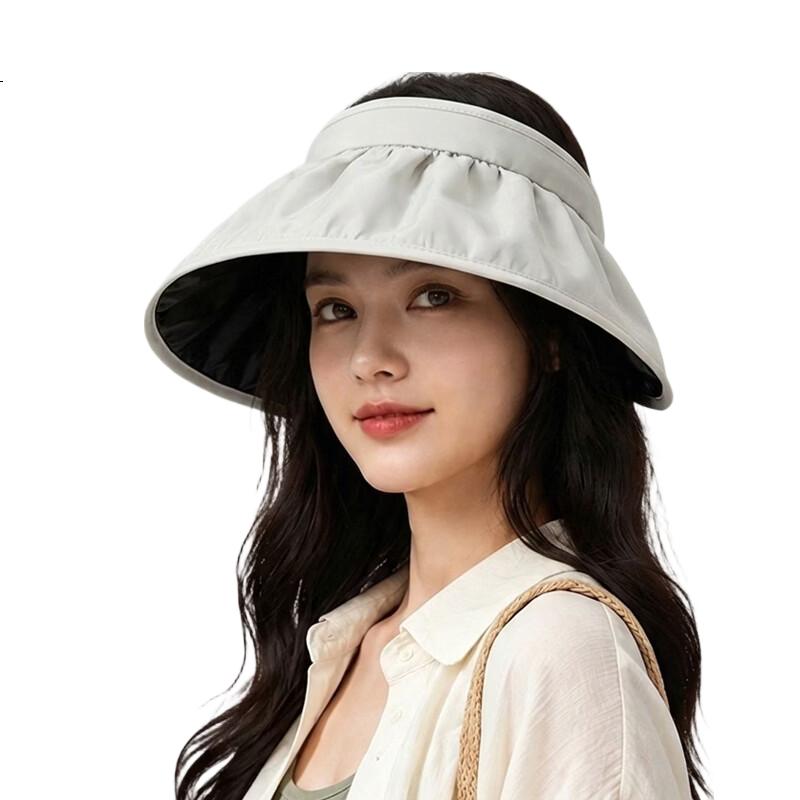 YUYULA Women's Summer Sun Protection Hat UV Black Coated Shell Hat Fashionable High-Value Sunshade Beach Sun Hat