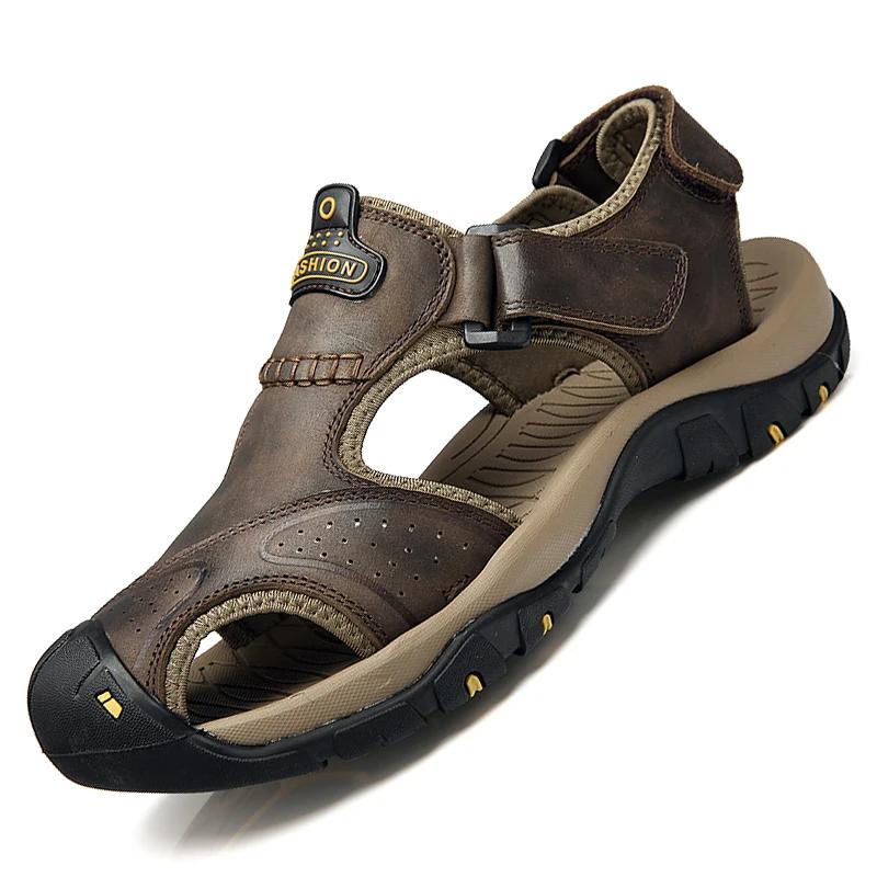 Fashion Gladiator Sandals for Men Summer Outdoor Beach Shoes Casual Womens Slides Cowhide Leather Sneakers Breathable Zapatillas Male