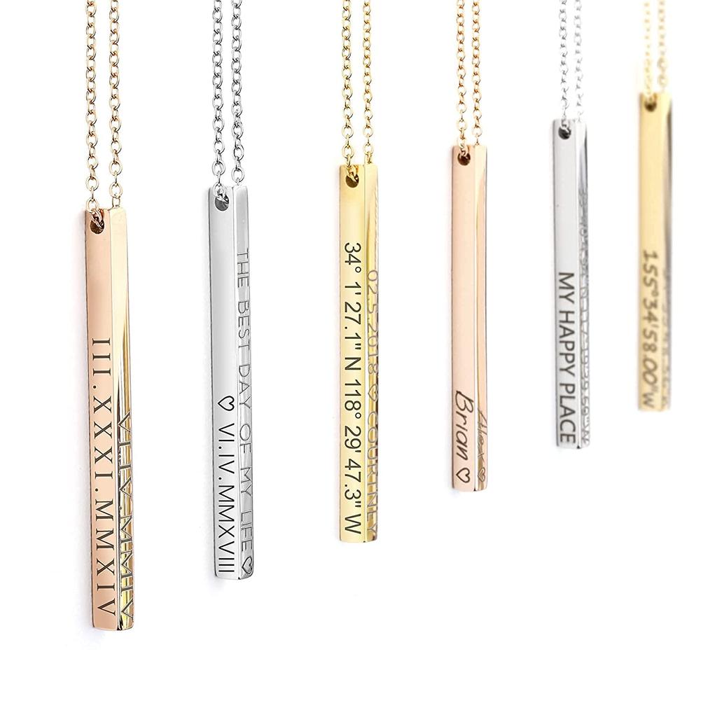 Personalized Pendant Necklace Coordinate Jewelry Christmas Present Gifts Roman Numeral Graduation Women Pendant Necklace Engraved NecklacesTrendy