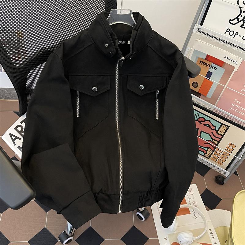 

Куртка мужская весенне-осенняя новая мужская и женская куртки ретро тренд мода куртки с длинным рукавом свободные и износостойкие в наличии M