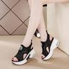 Sandales à plateforme en maille noire rétro tendance coréennes à bout ouvert et semelles compensées creuses rehaussées de 8 cm, nouvelles chaussures de tennis antidérapantes à coussin d'air pour l'été