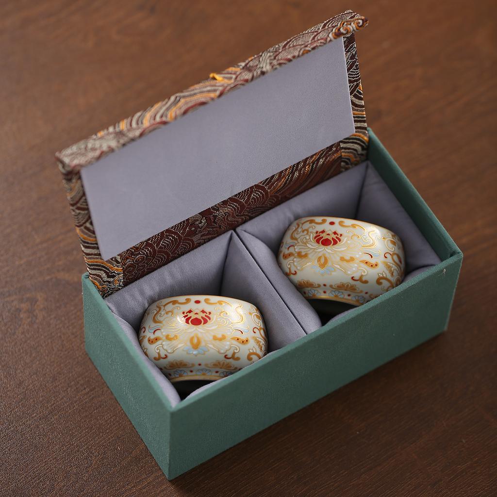 Ru kiln Dunhuang ceramic tea cup gift box tea cup household master cup single cup Chinese tea cup 1011 new