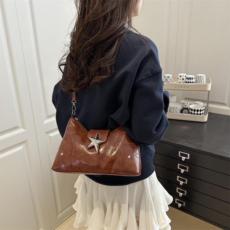 Punk Style Star Design Women Hobos Shoulder Bags Casual Y2k Cool Hot Girls Pu Crossbody Bag Commuter Female Phe Handbags Purse