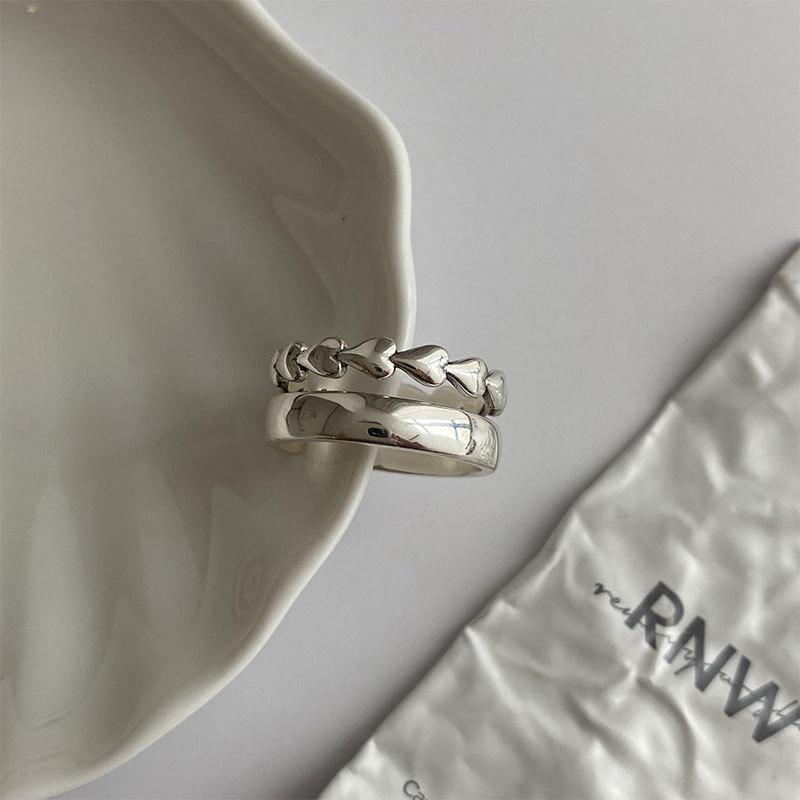

Korean Eyecatching Vintage Style Double Layer Ring With Premium Silver Finish