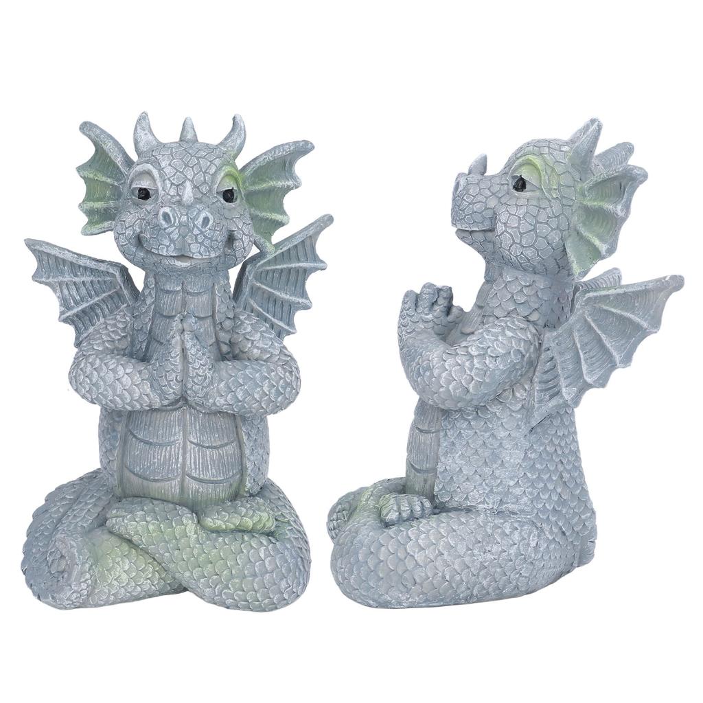 Small Dinosaur Sculpture Resin Meditated Statue Home Ornament for Garden Tree Courtyard Backyard