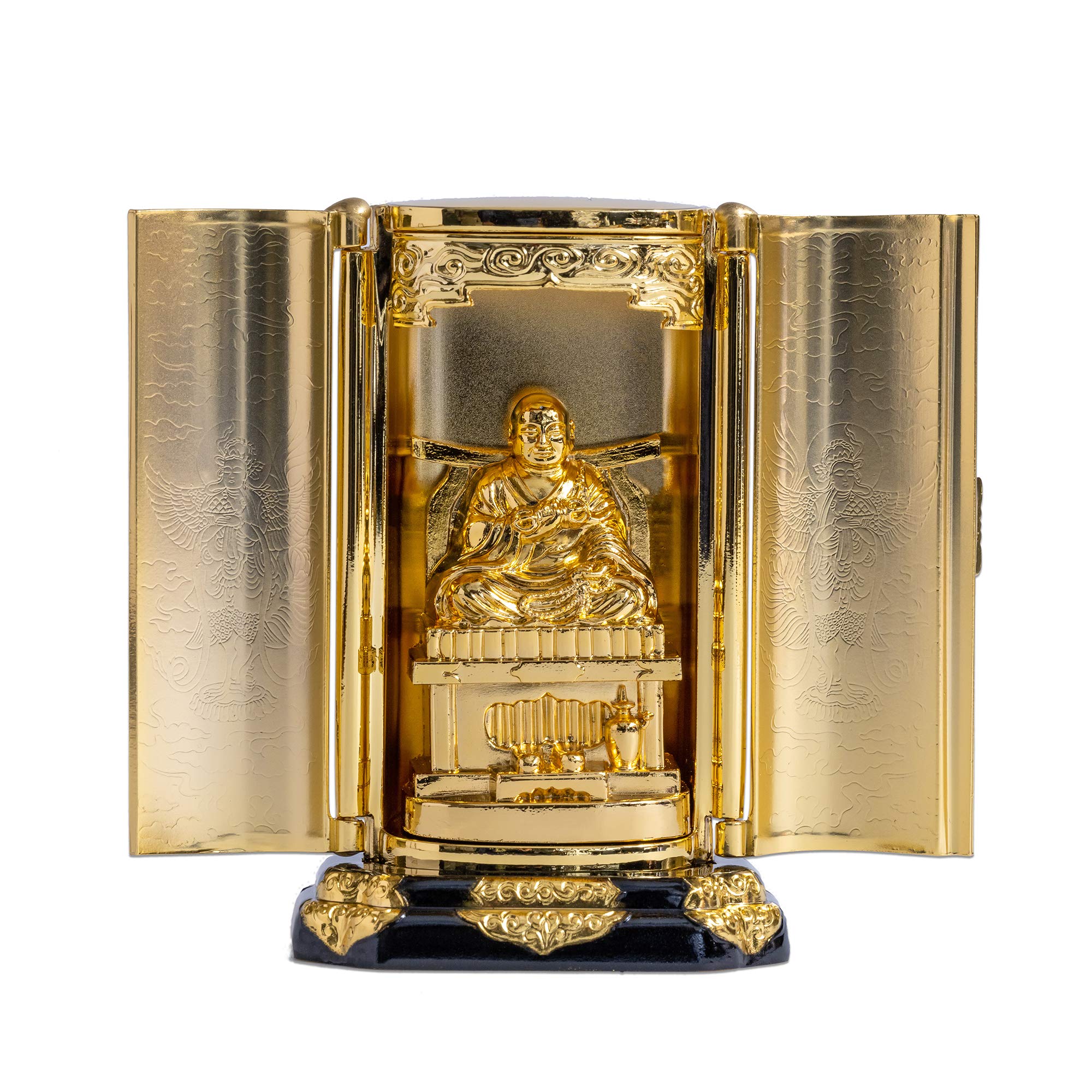 

Buddhist statue of Kobo Daishi in a shrine (gold plated/24k gold) - Shingon sect - Kukai, Takaoka bronzeware (Kobo Daishi Z)