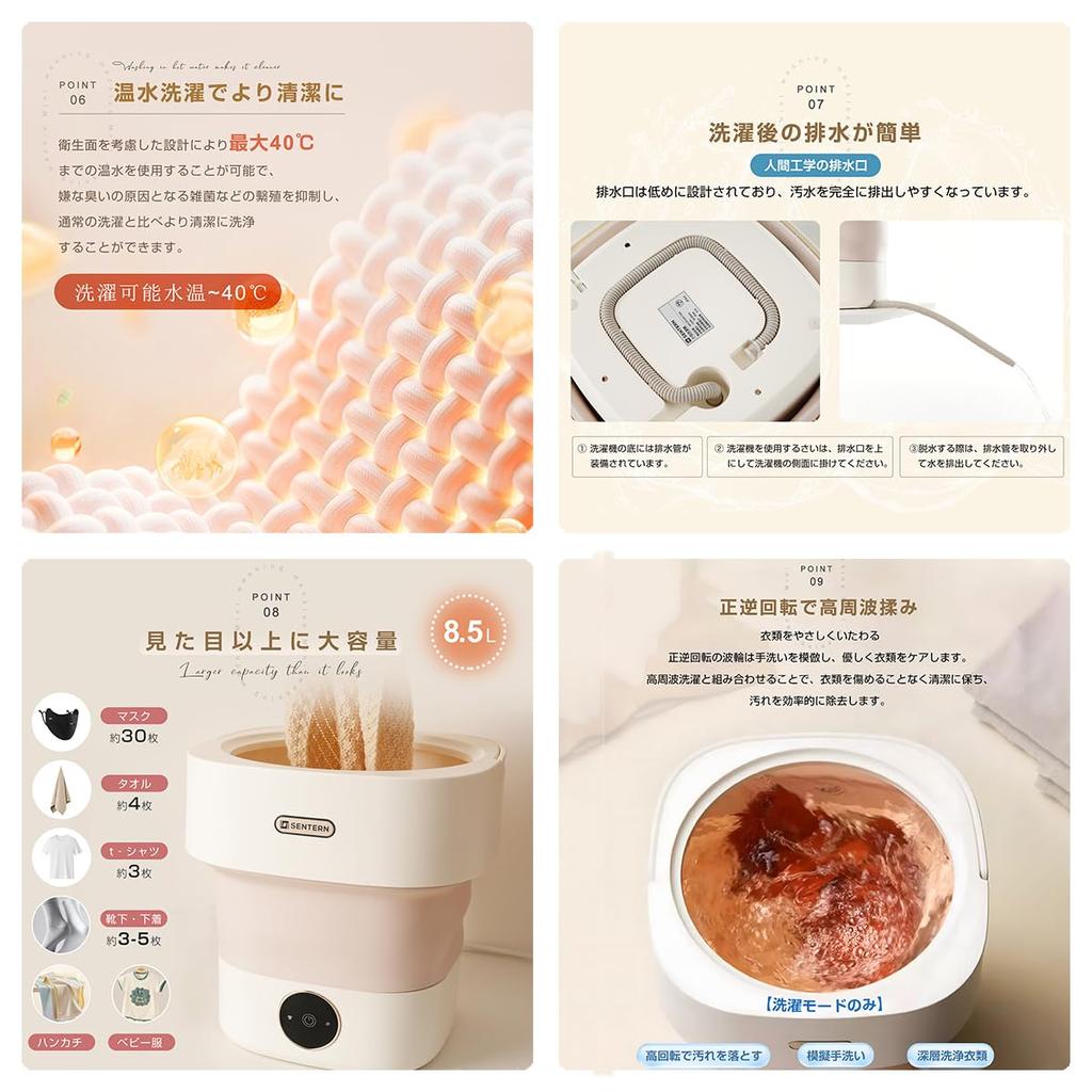 Kennkari Small Washing Machine Folding Washing Machine with Dehydration Function Drainage Function Mini Washing Machine Separate Washing Bucket