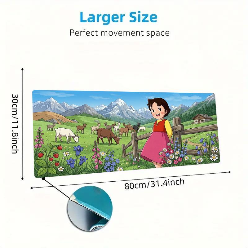 Heidi Alps Cartoon Large Size Mouse Pad Large Gaming Table Cushion Non-slip Laptop Tablet Big Mousepad XXL Mat Mini PC Playmat With Lock Edge