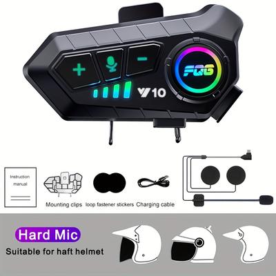 Motorcycle Helmet Bluetooth Headset Y10 Wireless Intercom 5.3 Noise Reduction