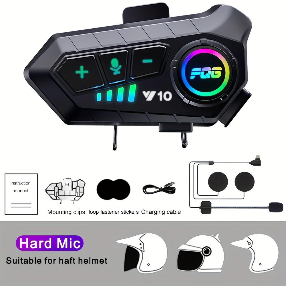 Motorcycle Helmet Bluetooth Headset Y10 Wireless Intercom 5.3 Noise Reduction