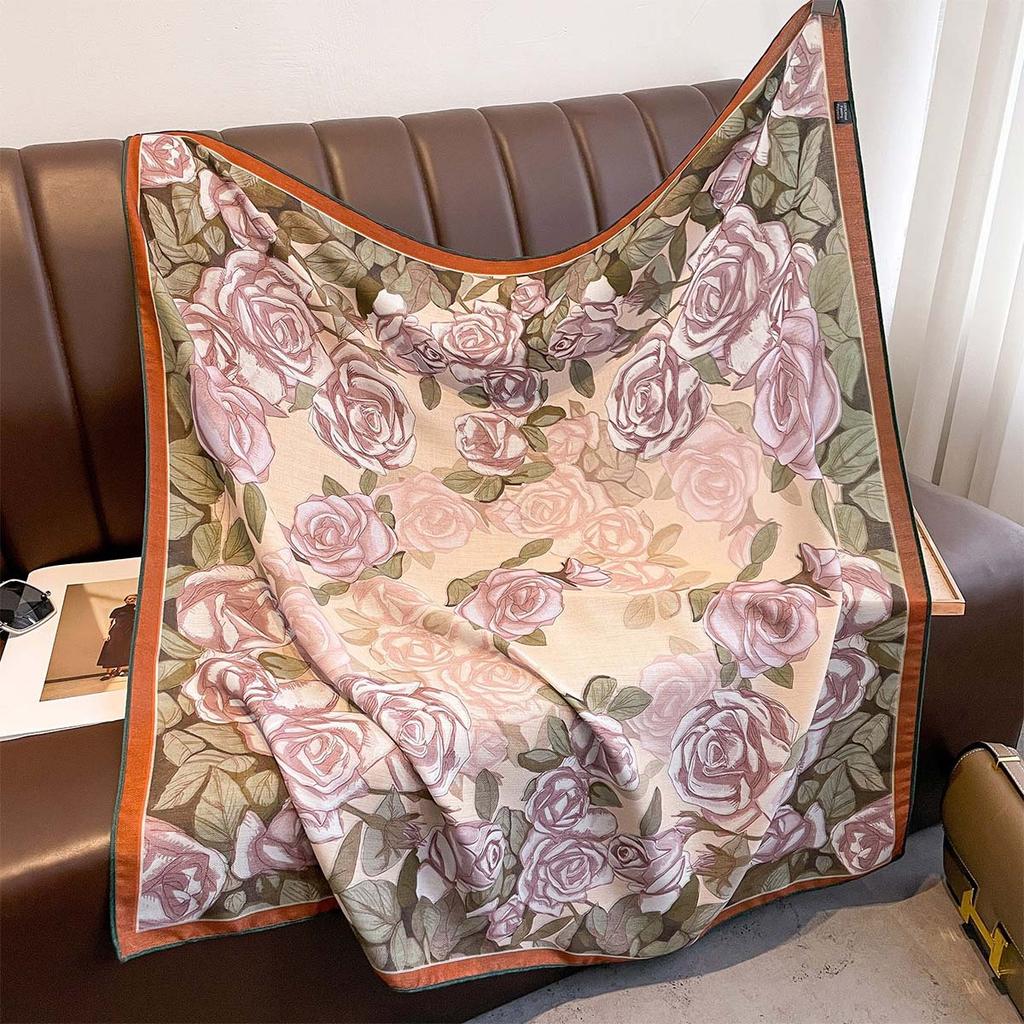 Versatile temperament printed age-reducing scarf double-sided heterochrome versatile neck protector scarf high-end shawl fashion scarf women