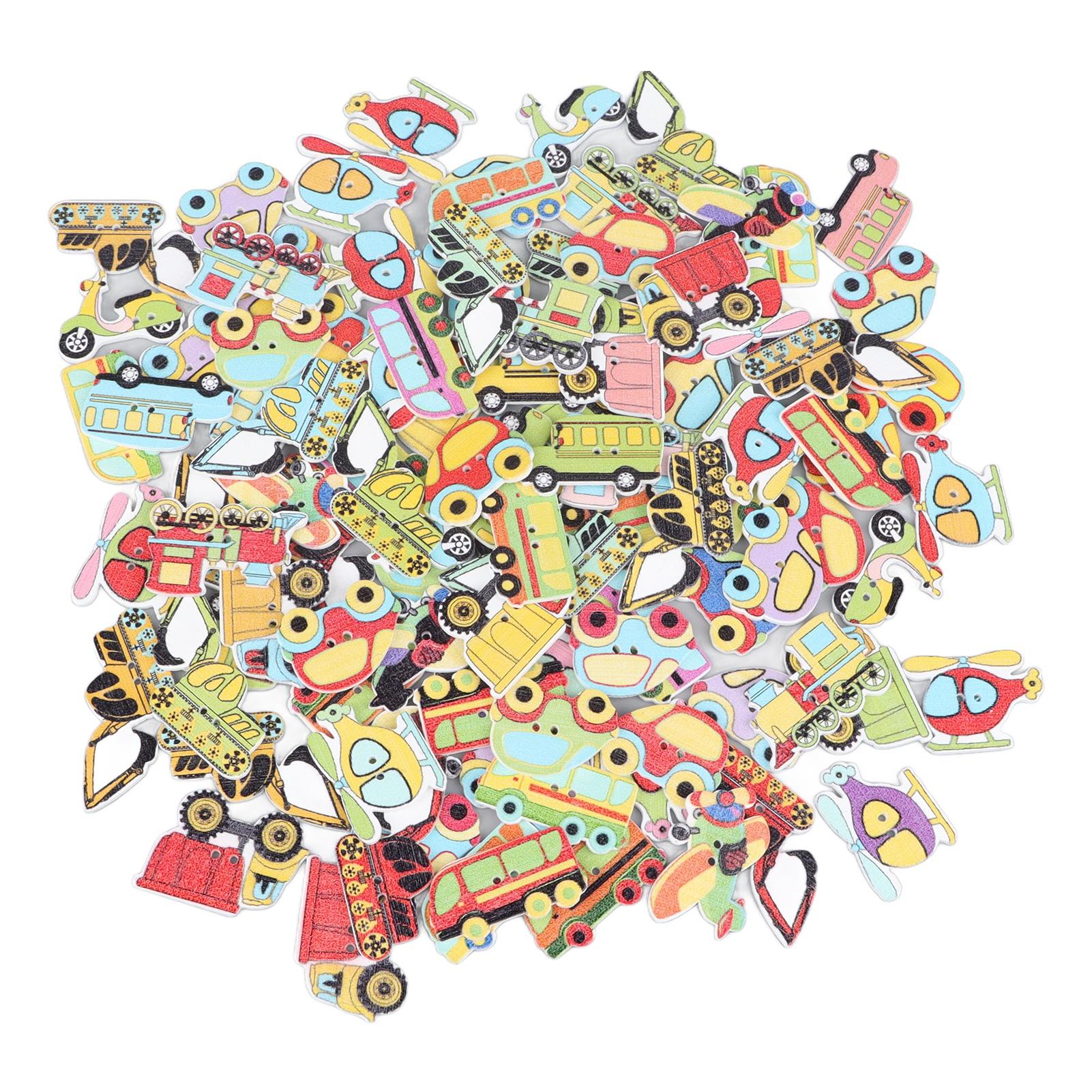 

100 шт. пуговицы для рукоделия, прочные деревянные пуговицы с рисунком автомобиля, разные цвета, легкие деревянные пуговицы для шитья Classic Car Styles 100Pcs