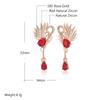 Shiny Red Natural Zircon Long Drop Earrings Women Fashion  Rose Gold Color High Quality Daily Fine Vintage Jewelry