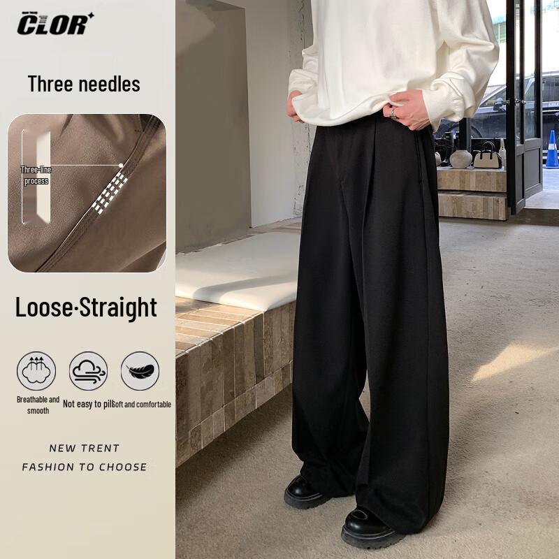 

CLOR Men s Three-Needle Straight-Leg Casual Pants L