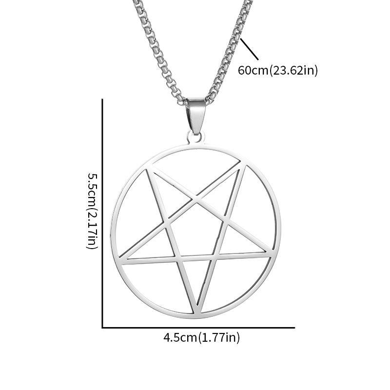 Stainless Steel Retro Religious Witchcraft Pentagram Pendant Necklace Men Women Fashion Lucky Jewelry