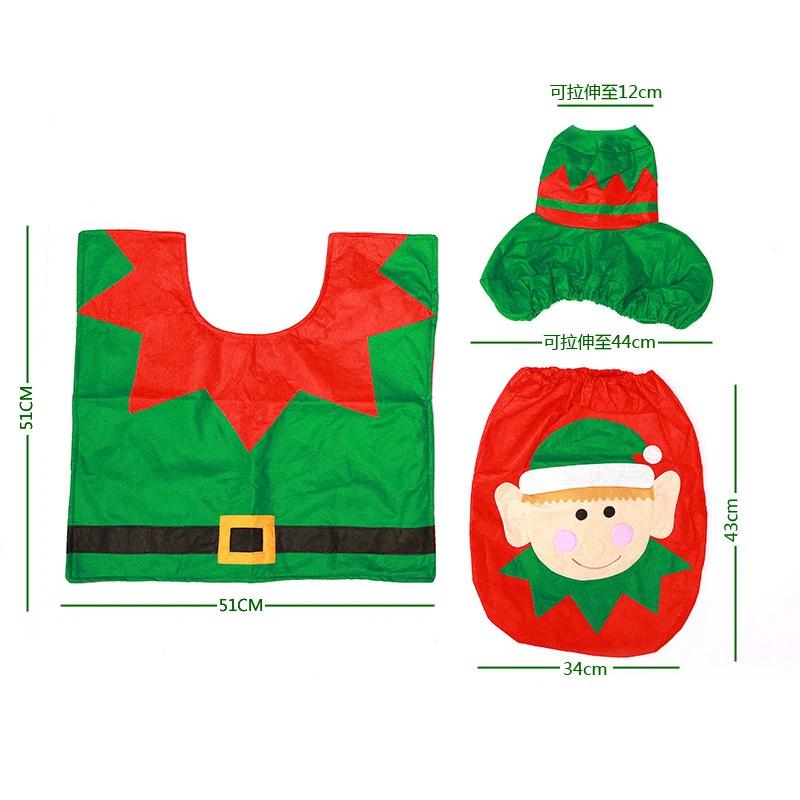 3Pc/Set Santa Claus Toilet Cover Creative Christmas Design Toilet Carpet Christmas Home Bathroom Decoration Snowman Toilet Cover