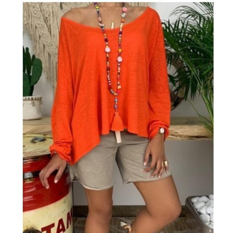 IHUASU Women's Fashion Casual Solid Color Print Long Sleeve Blouses & Shirts