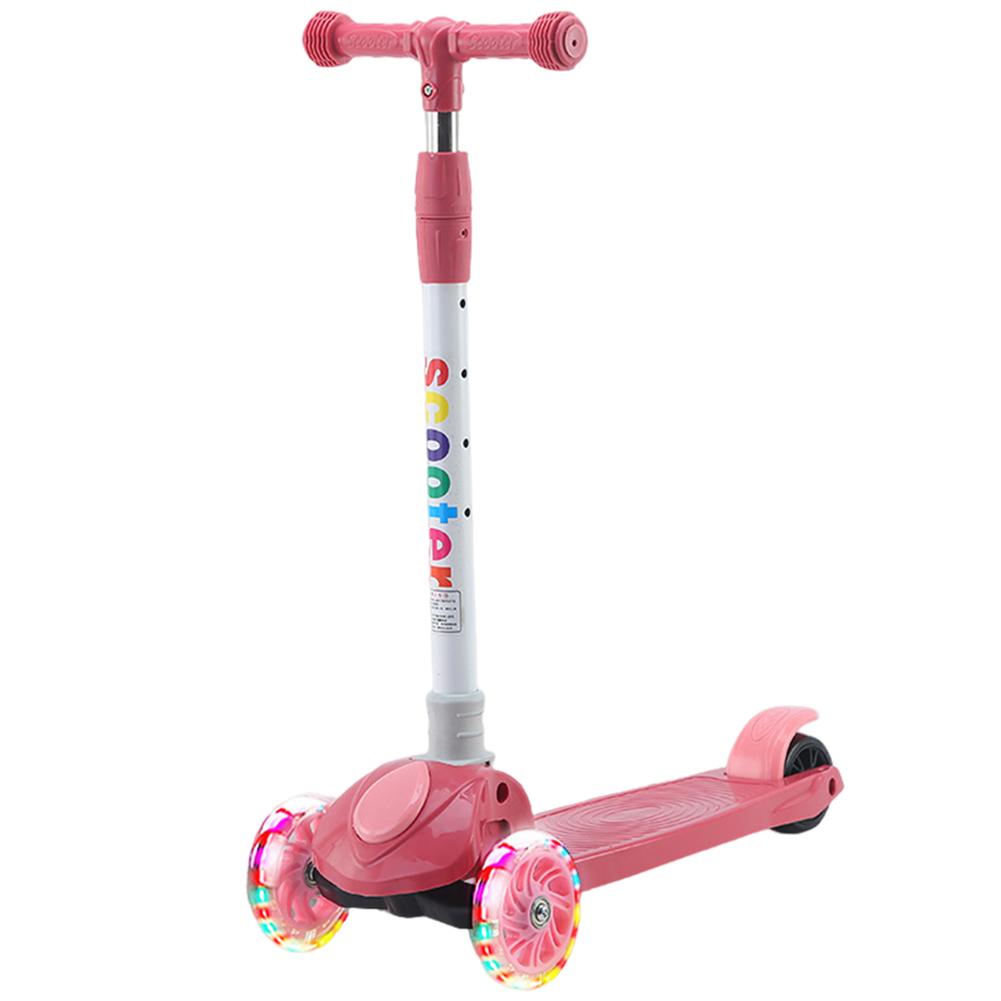 

Kick Scooter Light-Up Wheels 3 Wheel Scooter Adjustable Height Kids Push Scooter Non-Slip Deck For Children Ages 3-10 розовый