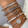 5 Pcs Punk Vintage Bracelets for Women Elegant Gold Silver Color Twist Sparkling Multilayer Adjustable Bangles Jewelry Gifts New