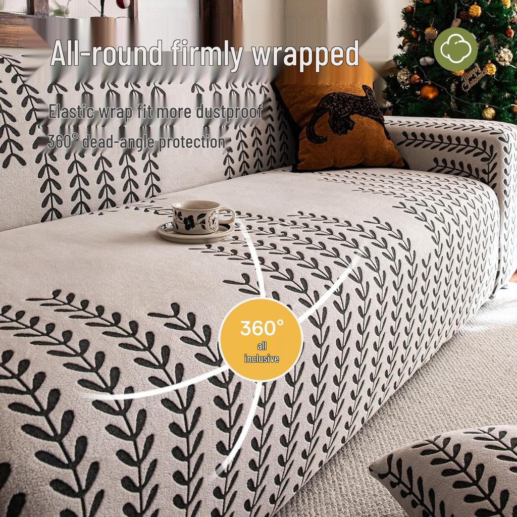 Jacquard Velvet Non-Slip Sofa Cover Set - Minimalist Style, Universal Fit for All Seasons.