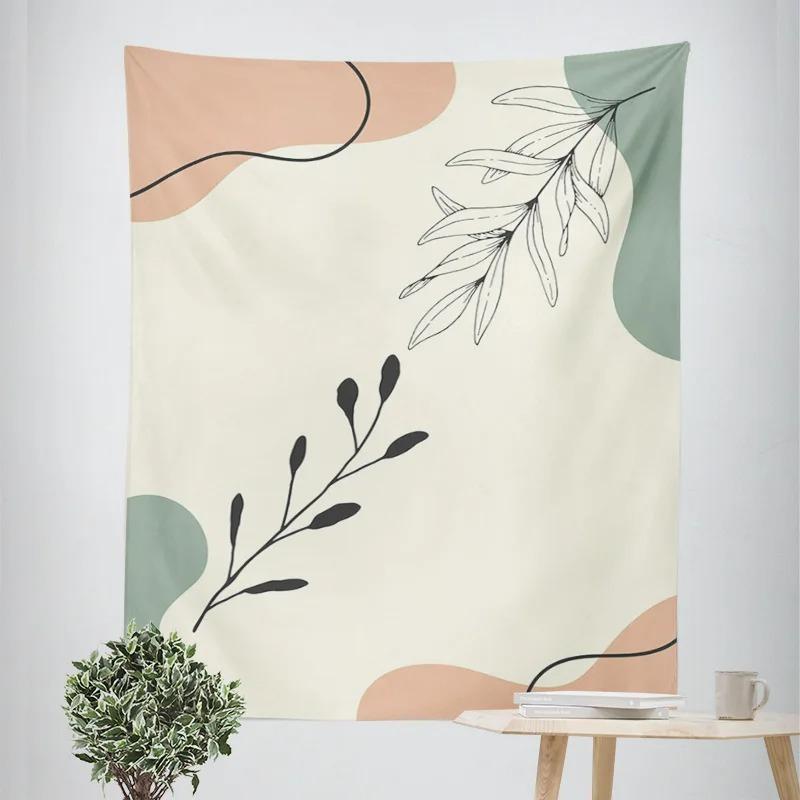 ins style abstract plant illustration tapestry Morandi bedroom decorative cloth cafe art background wall cloth