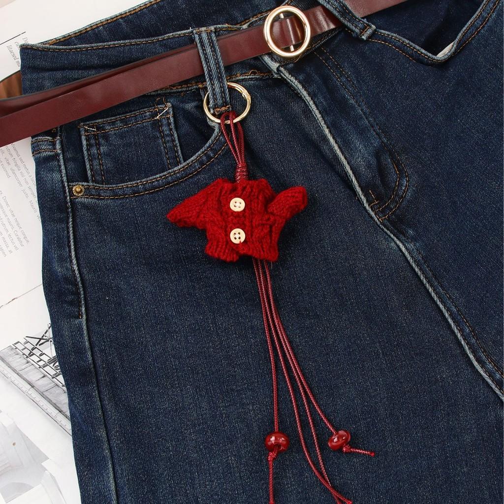 Vintage Woolen Mini Doll Bag Charm With Beaded Decor For Casual Accessories 2024 Spring