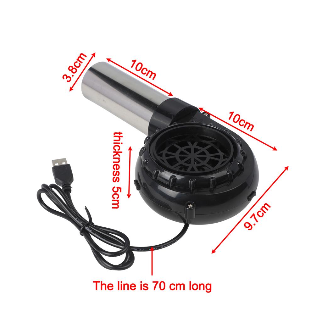 Adjustable Speed BBQ Blower Temperature Resistant Material USB Powered Device Efficient Ignition Support 10 Cm X 3.8 Cm
