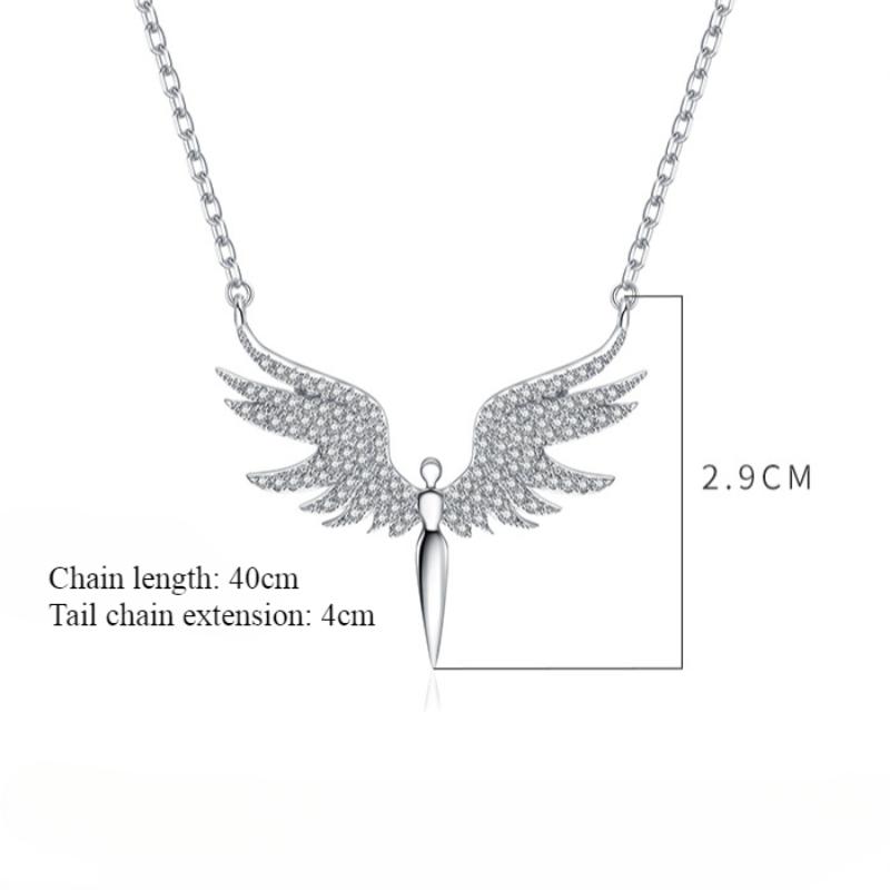 Creative Wings Micro Inlaid Pendants Angel Wings' Necklace Titanium Steel Women Clavicle Chain Fashion Jewelry Small Gift