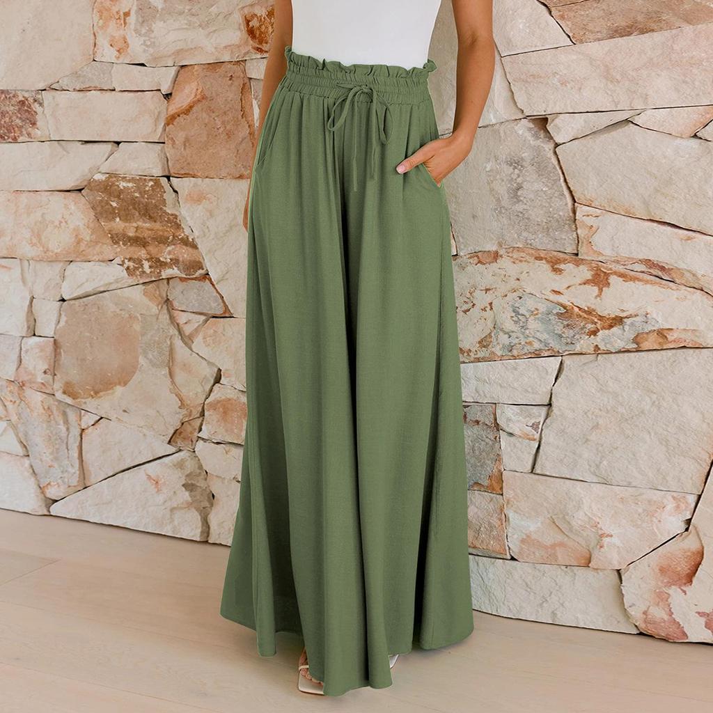 Women's Summer Wide-Leg Tie-Waist Commuter Pants