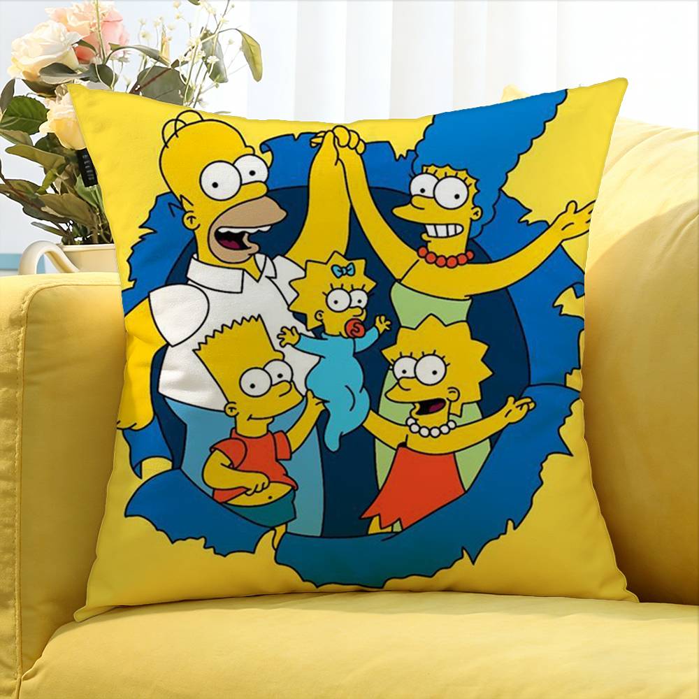 Happy S-Simpsons Various Sizes Square Pillow Case For Car Home Bedchamber Decor