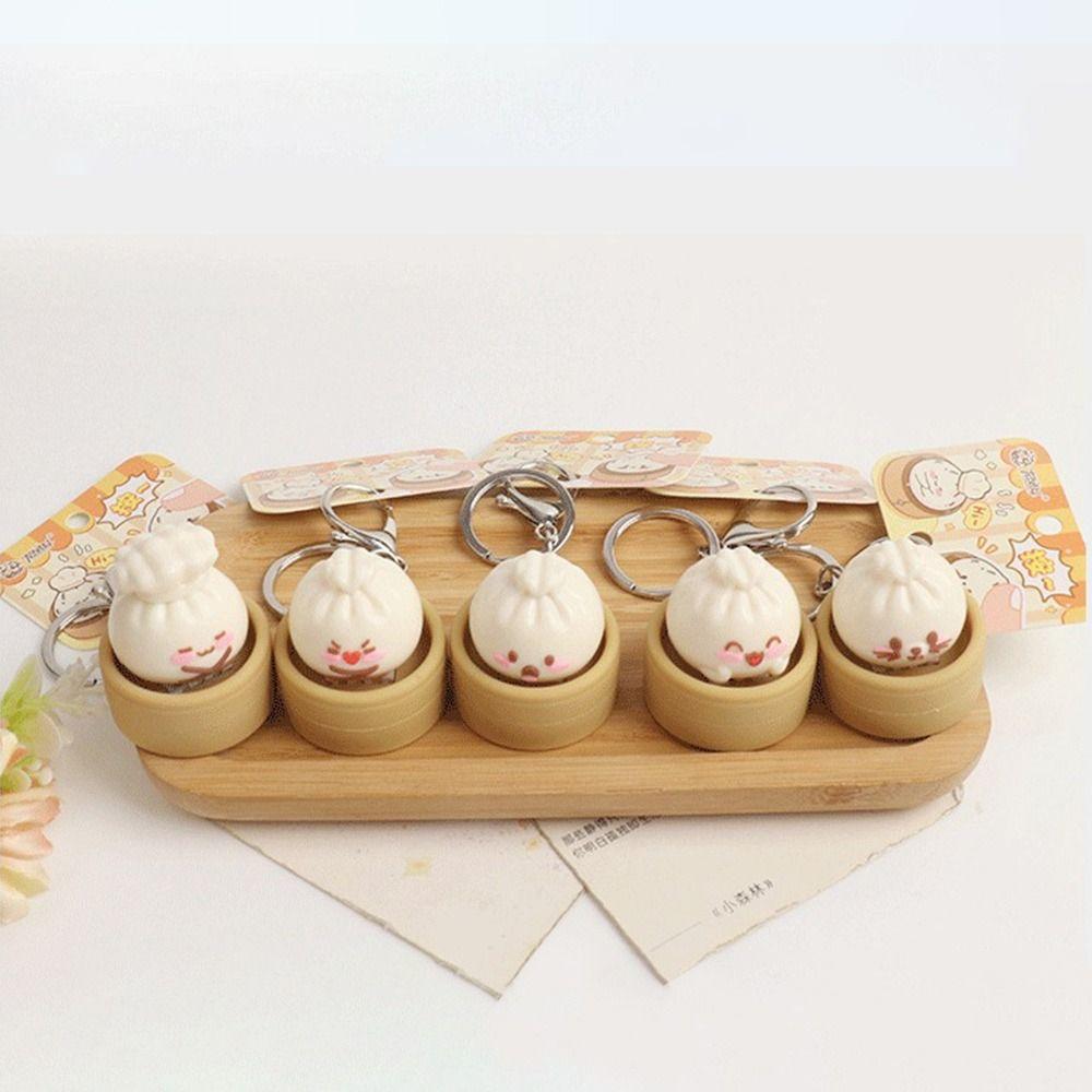 Creative Mini Steamed Bun Stress Relief Slow Rebound Simulation Dim Sum Clicker Keychain Kneading Decompression Bun Kids Gift