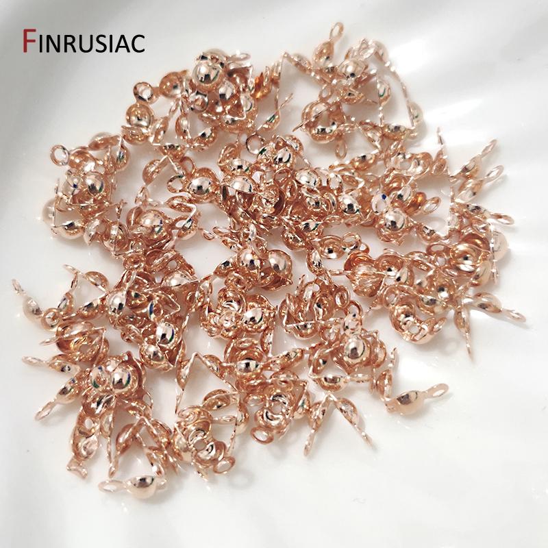 

14K Gold/Silver Plated Brass Double-Cup Bead Tips For DIY Jewelry Making Component Calotte Crimp Beads Supplies Wholesale 3.2mm-50 pcs