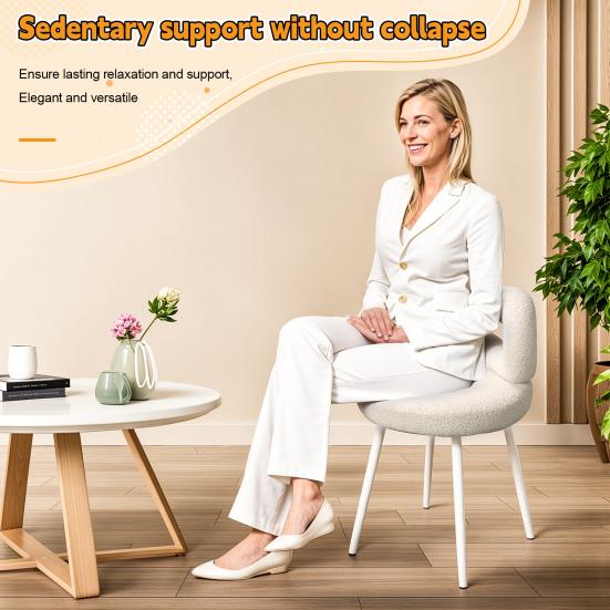Vanity Stool with Bowknot Backrest Living Room Women Girls Bedroom Makeup Chair Adjustable Foot Pads Armless Dressing Chair Side Table Seat