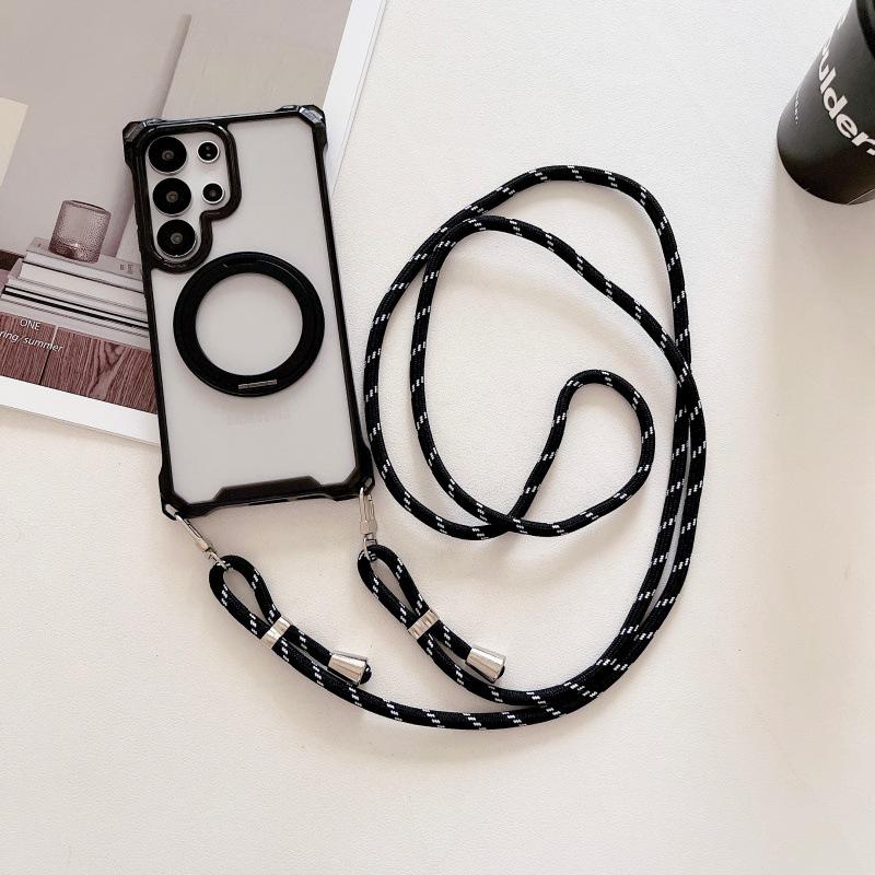 

Samsung S26/S25Plus/S24/S23/A17/A36/A56 Phone Case with 360° Rotating Stand and Four-Corner Lanyard Samsung A54