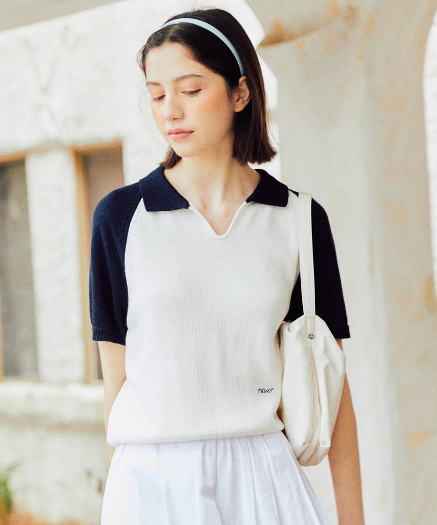 TTUDEMENT Half Sleeve Raglan Knit Ivory