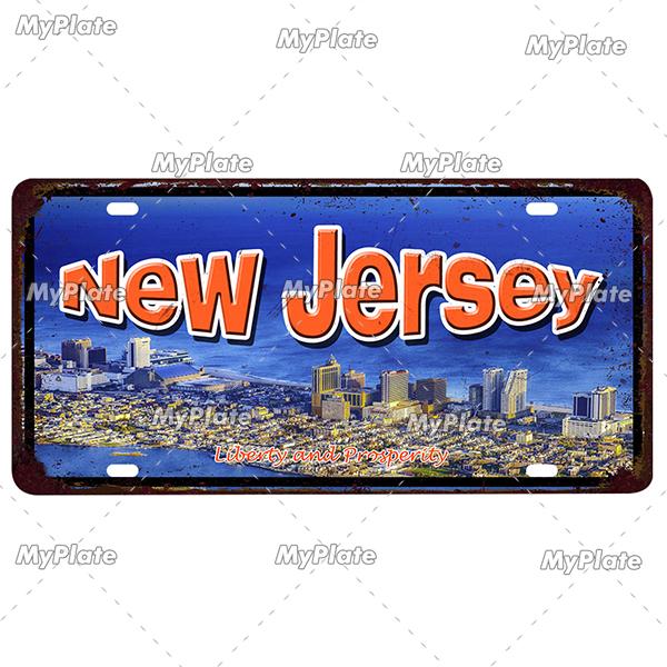 [MyPlate]Vintage America State USA City Licenses Plate Metal Sign Tin Sign Poster Plaque Decor Bar Pub Club Home Wall Decoration