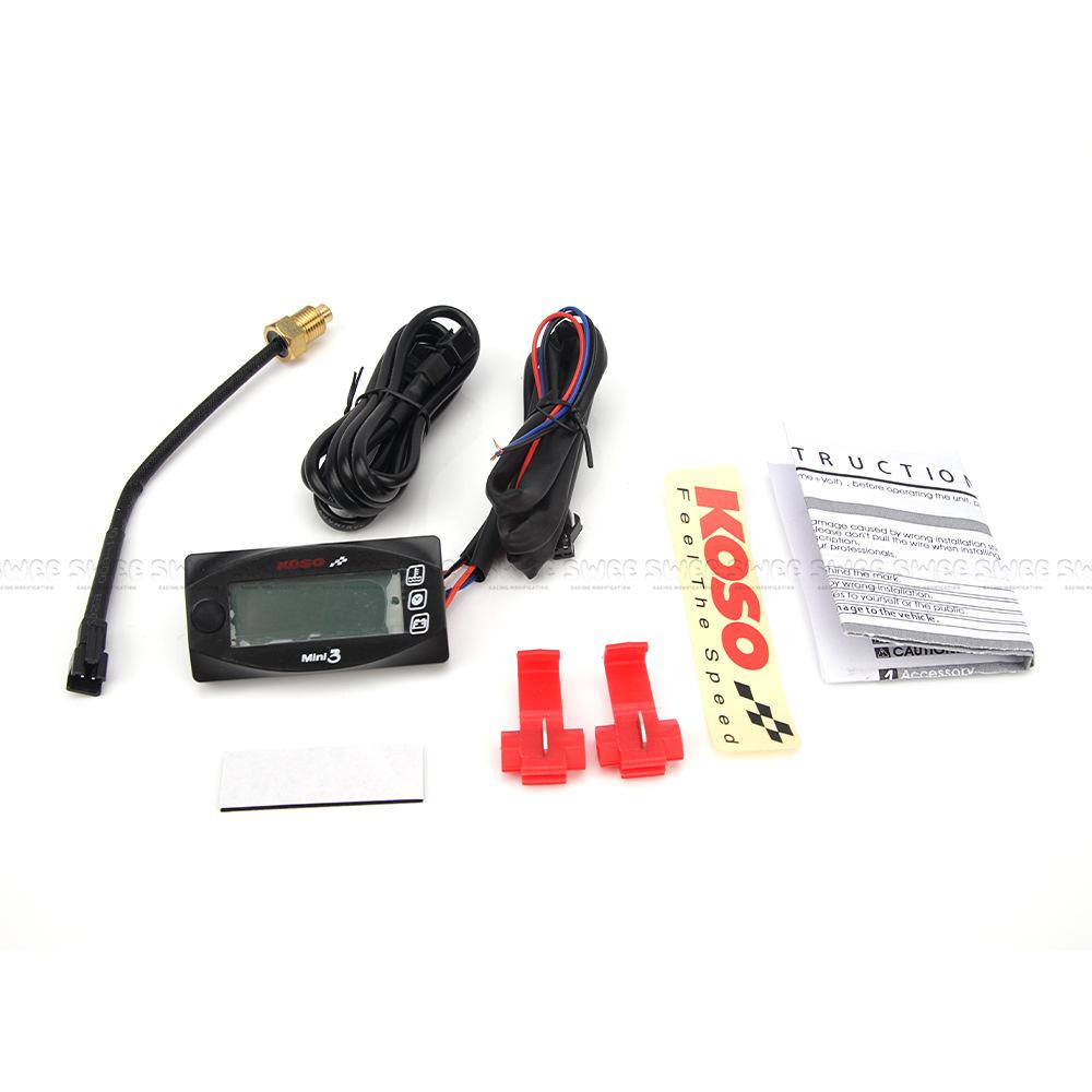 KOSO 3in1 Instrument Water Temperature Gauge Voltmeter Panel Meter Time Display Suitable For Motorcycle Accessories Modification
