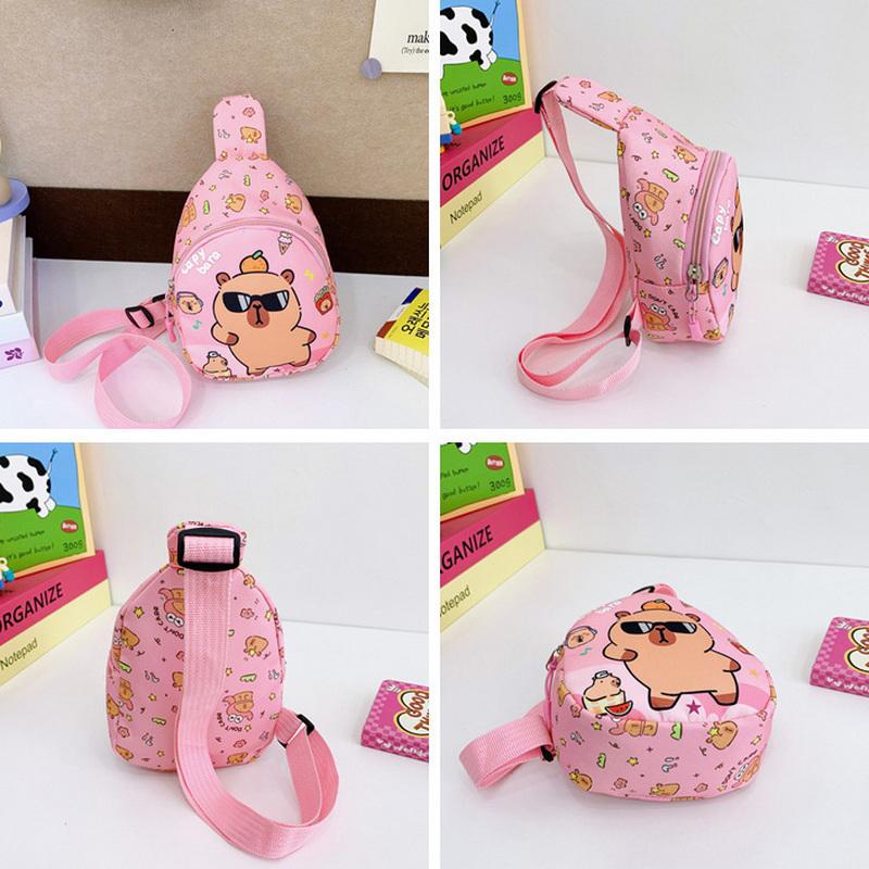 Cartoon Capybara Backpack Crossbody Bag Cute Printed Chest Bag  Storage Bag For Kids Portable Gift For Girls Boys