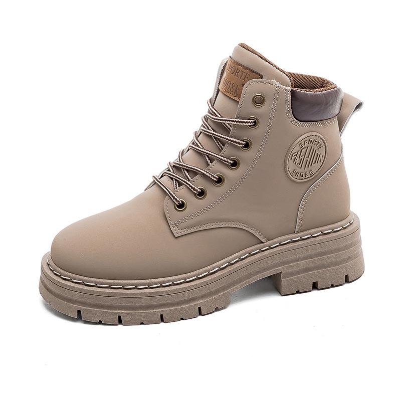 Non-Slip Thick Bottom Mid-Calf Classic Big Toe Ankle Boots British Style Lace-up High-Top Worker Boots