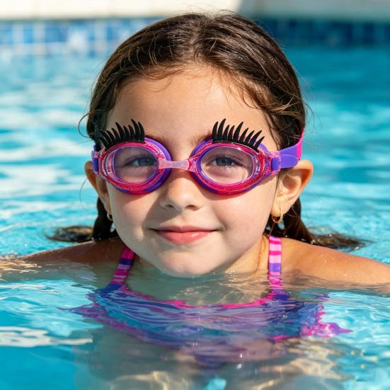 Children's Eyelashes Swimming Goggles Anti-Fog No Leak Swim Goggles Cute Eyeglass for Kids Girls Pool Accessories