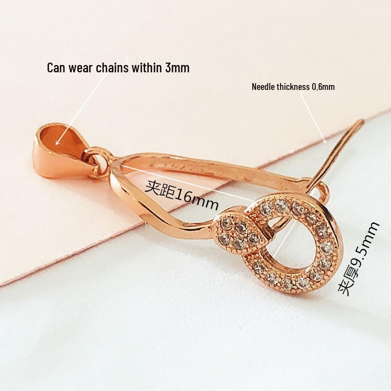 S925 Silver Large Peace Buckle Pendant with Amber, Jade, and Crystal