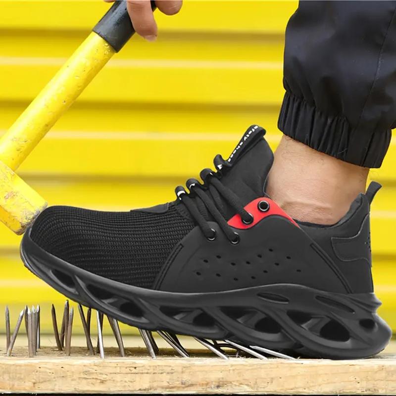 Unisex Steel Toe Work Sneakers Breathable Safety Shoes With EVA Cushion All-Season Comfort for Construction Outdoor Casual Shoes