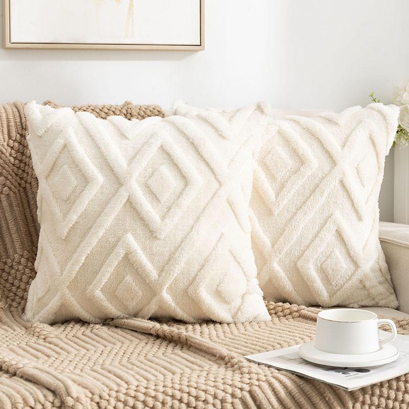 2pcs Boho Abstract Throw Pillow Covers, Soft Plush Polyester Fabric, Geometric Pattern, Zipper Closure Cushion Cases for Couch, Sofa, Bedroom