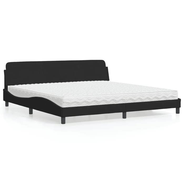 VidaXL Lit avec matelas noir 200x200 cm velours 3208473