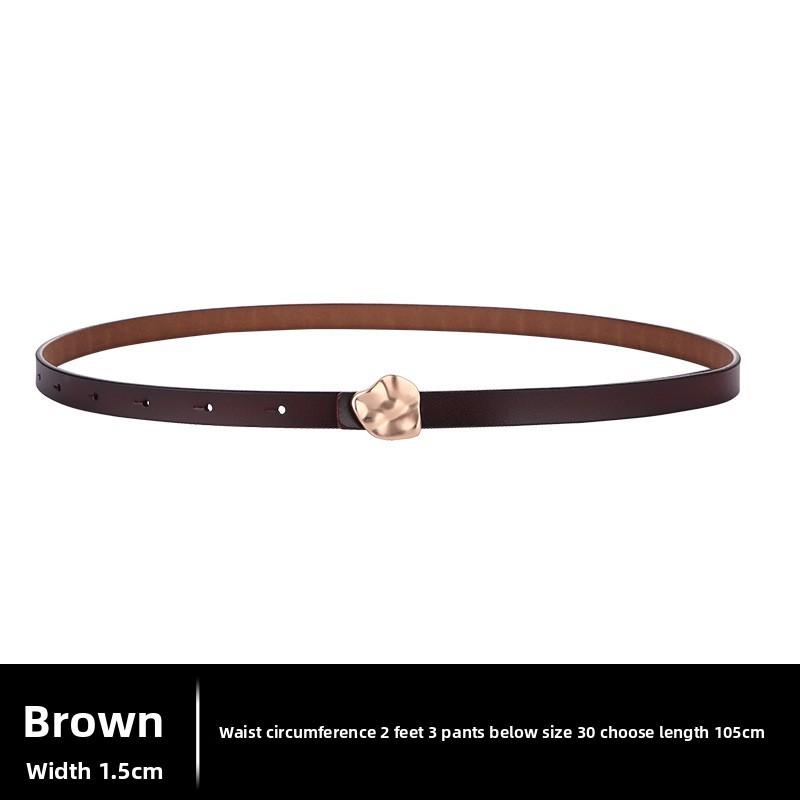 Black Leather Designer Waist Belt With Glossy Finish And Alloy Buckle For Dresses