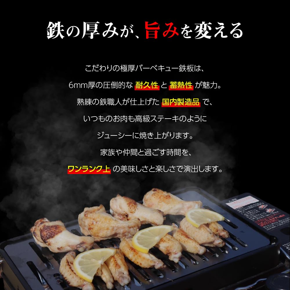 (11) 6.0mm Thick, 180mm x 280mm, Fully Slit, Extra Thick Iron Plate, Iwatani, Compatible with Robata Grills and Grills (Stove not included)
