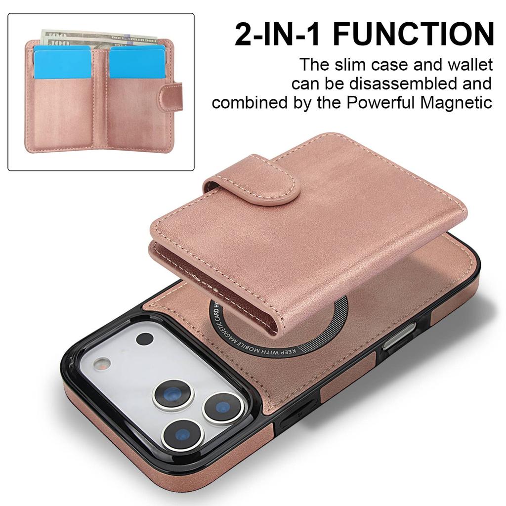 Magnetic Detachable Wallet Case for iPhone 17 Pro Max/17 Air, Compatible with Magnetic Card Slot Holder Flip Case for Men Women