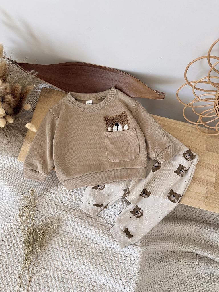 Completo Due Pezzi Orso per Bambini 2025: Felpa con cappuccio a maniche lunghe e pantaloni da jogging per ragazzi e ragazze