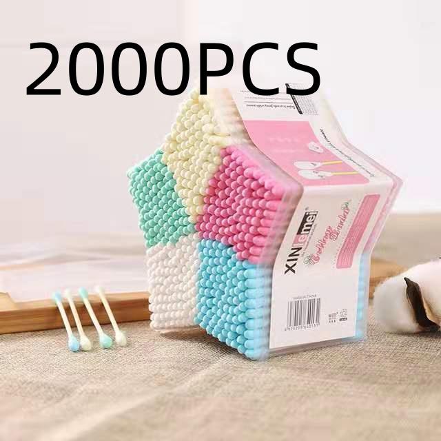 500, 1000, And 2000 Double Headed Colored Bamboo Sticks, Packaged In A Five Pointed Star Box With Pointed Tips, Touch Ups, Makeup Removal Tool