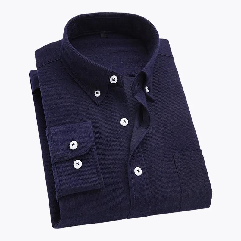 Men's Slim-Fit Corduroy Long-Sleeve Shirt - All-Match Business Casual for Spring & Autumn